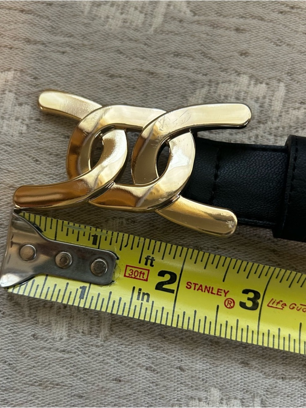 H&M Leather Gold Chain-Link Buckle Belt with Black Strap Size S - Picture 7 of 9